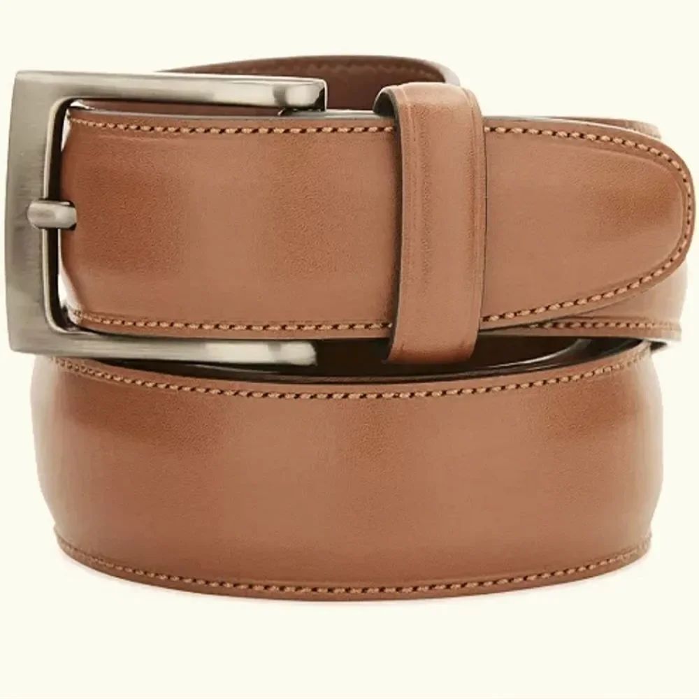 Perry Ellis Portfolio Men's Brown Leather Dress Belt